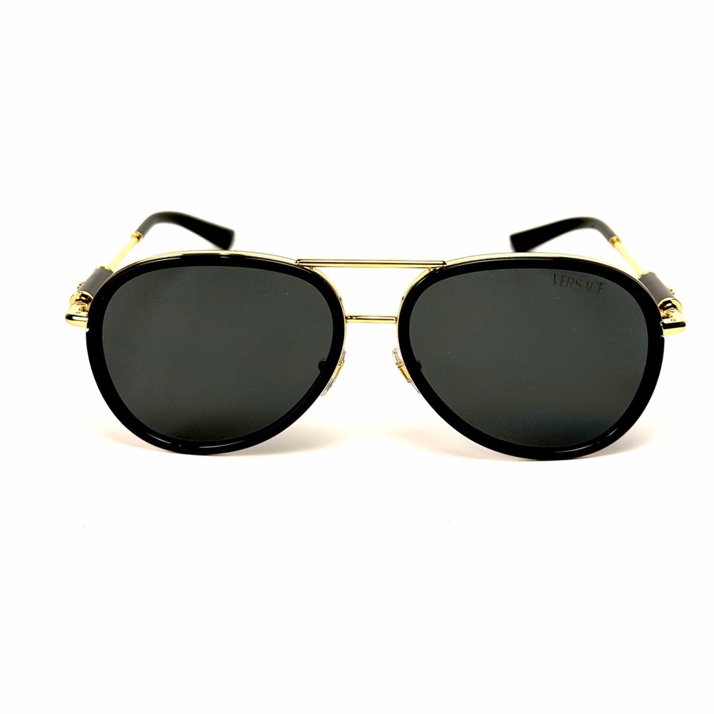 Versace Mod 2260 1002/87 Black Gold Aviator Pilot Authentic New - Picture 6 of 13